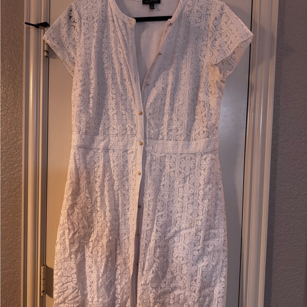 White Lace Button-Down Dress